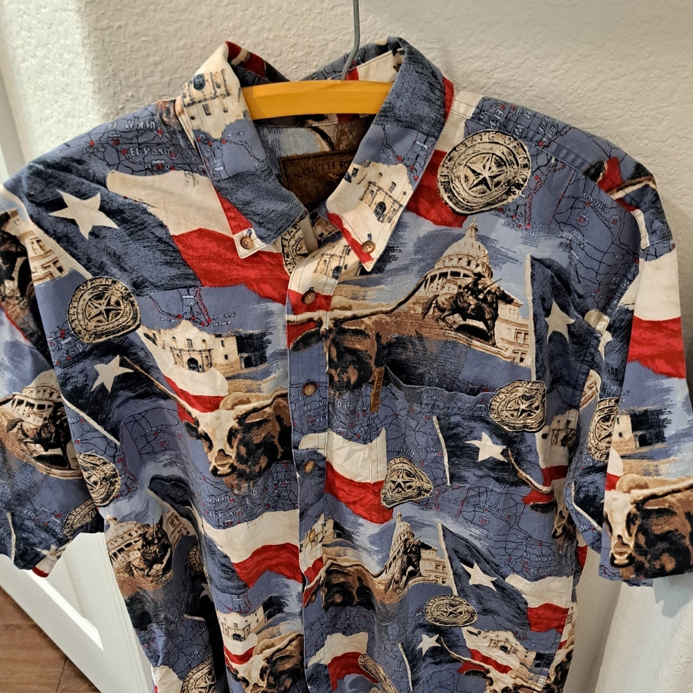Red and Blue Nautical Casual Button Down Shirt